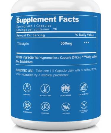 Life Strength Tributyrin Butyrate Supplement | Digestive & Immune Support | Probiotics | 550mg, 90 Capsules - Buy Online on GoSupps.com