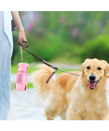 Portable Dog Water Bottle for Travel - Foldable Pet Dispenser with Food Container | Durable & Leak-Proof - Pink - Buy Online on GoSupps.com