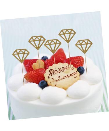 Vaguelly Wedding Decoration 50pcs Food Picks Birthday Wedding Diamond Wedding Cake Picks d Cupcake Picks Diamond Cupcake Topper Gem Cupcake Topper Fruitcakes Insert Card Flash Baby Golden medium - Buy Online on GoSupps.com
