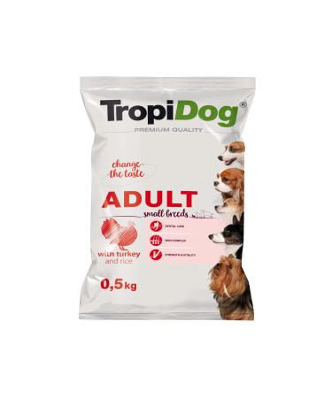 Premium Dry Dog Food with Turkey and Rice for Adult Small Breed Dogs 500G