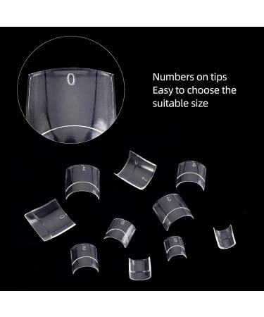 500pcs Short Square Transparent Artificial Nails with Box - 10 Sizes | Perfect for Nail Art & DIY | International Shipping - Buy Online on GoSupps.com