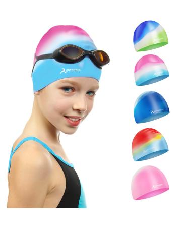 Swimming cap for children boys and girls aged 5-12 years comfortable fit for long and short hair Pink & Blue S - Buy Online on GoSupps.com