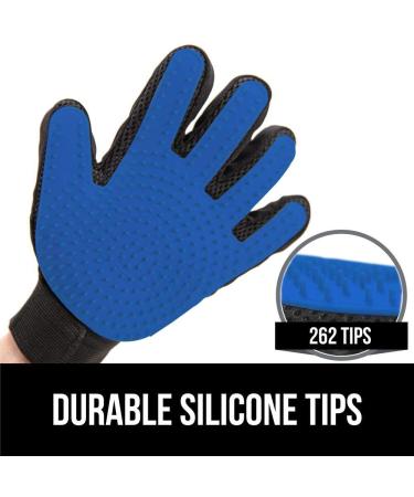Gorilla Grip Pet Grooming Gloves - Deshedding Brush for Dogs and Cats - Reduce Shedding with Gentle Massage - Five Finger Design with Soft Silicone Tips - Remove Long or Short Hair - Blue - Buy Online on GoSupps.com
