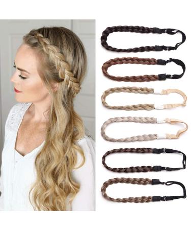 Tess hair band braided hair tie with hair ladies hair parts dutt braids extensions adjustable headband little hair accessories braiding hair for women 1.5cm wide 27g light brown