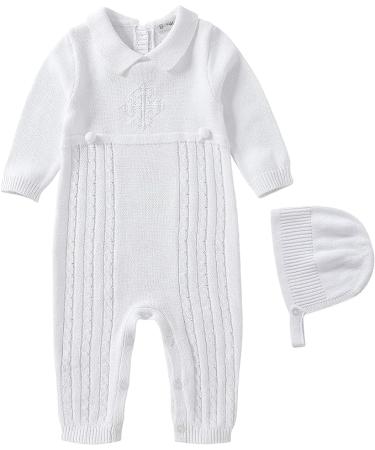 Baptism Outfits for Boys White Onesies Baby Boy Romper Linen Summer Fall Winter Christening Church Onesie Newborn Coming Home Jumpsuit 0-18 Months 3-6 Months White-302