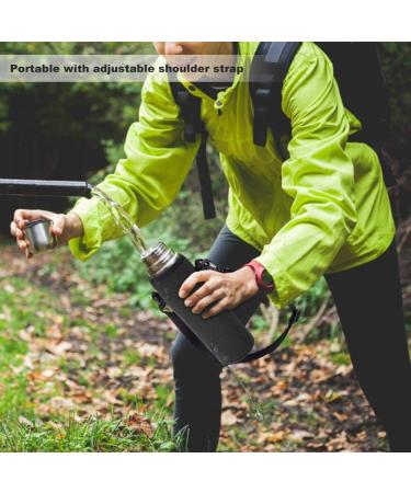 1L Neoprene Water Bottle Cover - Thermal Holder for Outdoor Sports - Scalding-Safe Black Bottle Pocket with Belt - Buy Online on GoSupps.com