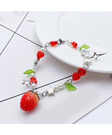 Oralgo's Unique Star & Strawberry Charm Bracelet - Trendy Women's Fashion Accessory Metal Alloy Chain Jewelry - Buy Online on GoSupps.com