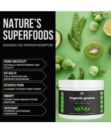 QVP Greens Superfood Powder from Organic Ingredients 20+ superfoods All Natural Ingredients 28 Servings The Ultimate Greens Blend for Optimal Health High Potency. - Buy Online on GoSupps.com