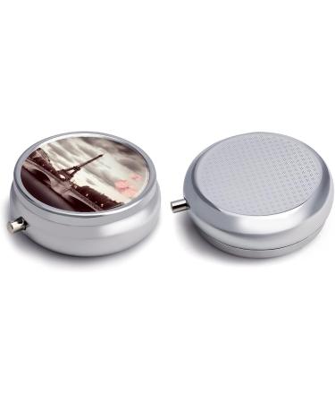 Travel Pill Box with Paris Design | 3 Compartment Portable Pill Organizer for Handbag & Pocket - Buy Online on GoSupps.com