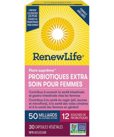 Renew Life Probiotics Ultimate Flora Women's Extra Care Probiotic Helps maintain healthy vaginal pH yeast urinary tract and feminine health 50 Billion Active Cultures 30 Vegetarian capsules - Buy Online on GoSupps.com