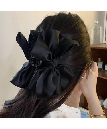Wiwpar Large Chiffon Hair Bow Claw Clip - Black Ribbon Bow Barrette for Women & Girls - Buy Online on GoSupps.com