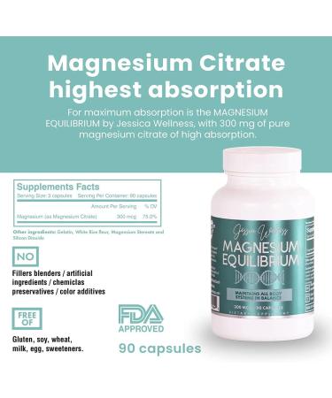 Jessica Wellness Magnesium Equilibrium Complex - 90 Vegan Citrate Capsules for Balanced Metabolism, Heart, and Bone Health - Buy Online on GoSupps.com