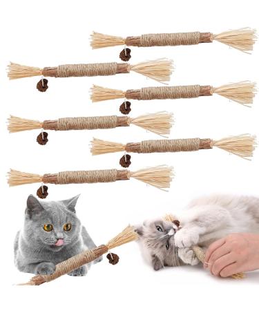 Tuibeidamai Matatabi cat toys 6PCs catnint sticks cat dental sticks cats sticks wood catnip sticks to grind your teeth for cats biting chewing long/6pcs