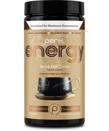 Perk Energy Original Dutch Hot Cocoa (20 Servings) - Gluten Free Soy Free Peanut Free