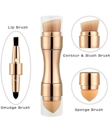 ZJchao Mini Face Makeup Brush 4 in 1 Makeup Brushes Tools Face Makeup Brush Soft Hair Portable Elastic Sponge Head Eyeshadow Lip Powder Travel Buffing Stippling Makeup Tools for Home Use - Buy Online on GoSupps.com