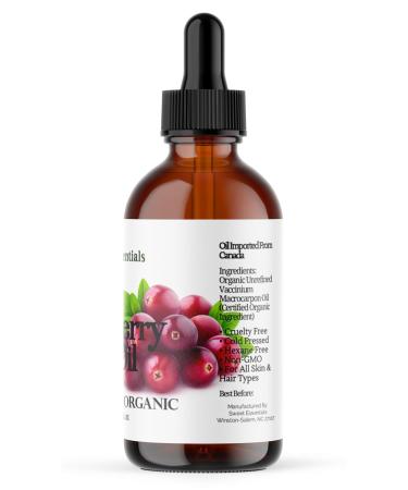 Organic Virgin Cranberry Seed Oil | Imported From Canada | Various Sizes | 100% Pure| Unrefined | Cold-Pressed | Natural Moisturizer for Skin Hair & Face | By Sweet Essentials (2 fl oz Glass) 2 Fl Oz (Pack of 1) - Buy Online on GoSupps.com