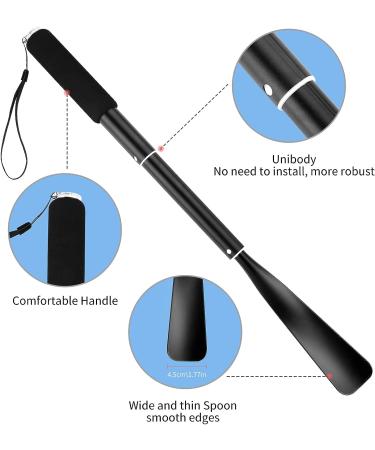 Telescopic Metal Shoe Horn - Long Handle 14.5-37 inches, Aluminum Alloy, Black - Buy Online on GoSupps.com