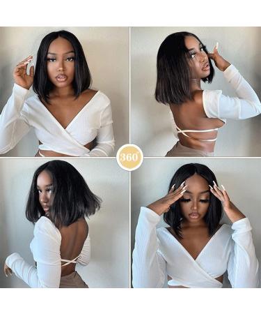 10 Inch Short Bob Human Hair Lace Front Wig for Black Women - Glueless T-Part 13x5 Lace Frontal Bob Wig 180% Density - Buy Online on GoSupps.com