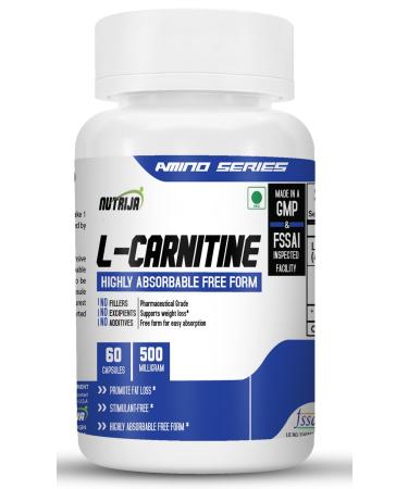 NutriJa L-Carnitine L-Tartrate 1000mg Supplement | Converts Fat into Energy Boosts Energy & Performance | Supports weight Loss | Fastest Muscle Recovery & Reduces Soreness (60 Capsules) 60 count (Pack of 1)