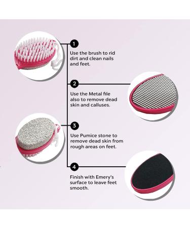 Pedi Care Stick 4-in-1 Pedicure Tool with Metal File, Emery Board, and Pumice Stone by DreamCut - Buy Online on GoSupps.com