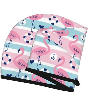 Buy Pink Striped Flamingo Hair Towel Wrap - Quick-Dry Turban for Effortless Hair Drying - Buy Online on GoSupps.com
