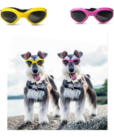WELLXUNK Dog Sunglasses - UV Protection & Waterproof for Small/Medium Dogs | Adjustable Strap Yellow - Buy Online on GoSupps.com