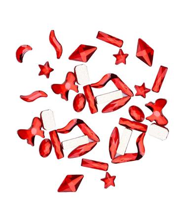 Dajidafu 50 Pieces Glass Crystal Set Excellent Gloss Shining 3D Tips Decoration Nail Art Rhinestones DIY Handcraft for Mobile Phone Bright Red