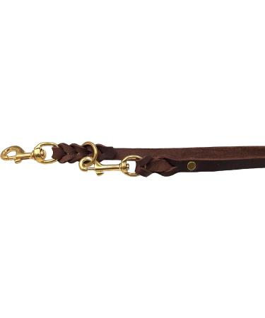 Premium Adjustable Dog Liner - Fat Leather & Brass - 2.40m x 15mm - Ideal for Small & Large Dogs - Dark Brown - Buy Online on GoSupps.com