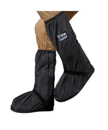 Tachitali Waterproof Rain Boot Shoe Covers with Reflector Men Rain Gear Reusable & Foldable Rain Boot Shoe Covers with Zipper, Non-Slip XX-Large