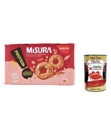 Italian Gourmet E.R. Misura Protein Cookies with Almonds and Oatmeal Rich in Vegetable Protein Italian Supply Chain Flour Cookies 260g + Italian Polpa Gourmet Polpa 400g