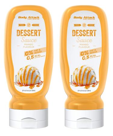 Body Attack Dessert Sauce Mango 2x 320ml / 2x 32 Portions vegan low -calorie sauce perfect for sweets little fat & sugar lactose -free ideal for cooking perfect for diet phases made in Germany mango 320 ml (2 pack)