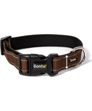 Lonto Durable Nylon Dog Collar - Soft Padded Size S 360 Reflective Click Closure Metal Ring - Brown - Buy Online on GoSupps.com