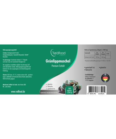 Buy Green Lip Shell Premium Capsules 1500mg - High Dose XXL Can (300 Capsules) | 5-3 Month Supply Magnesium Stearate-Free Made in Germany - Redfood - Buy Online on GoSupps.com