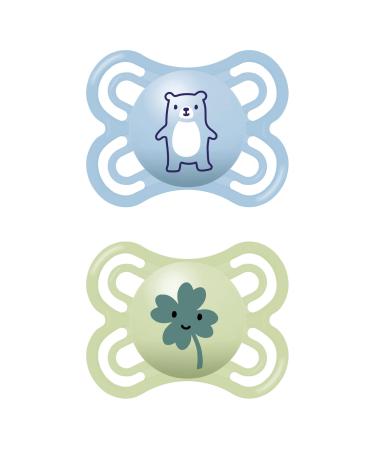 MAM PERFECT S194 pacifier with sucker made of silicone ultraich for babies from 0 months with a self -sterilized box blue 2 pieces (1 piece)