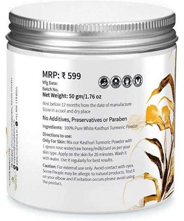 NIGHT MALABARICA Vegan Ayurveda White Kasthuri turmeric powder for skin care 50 gm - Buy Online on GoSupps.com