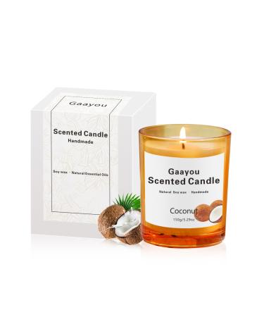 Soy Wax Candles Coconut Candles for Home Scented Strong Fragranced Aromatherapy Candles Jar Candles Gifts for Women Men