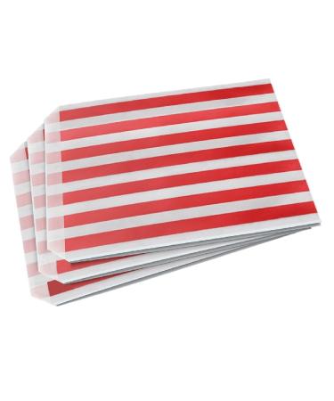Sabco - 100 Red Sweet Candy Striped Paper Bags 5 x 7" for Confectionary Party Favour Pick n Mix Wedding Sweets Gift Bag (100 5 x 7") 100 5 x 7"