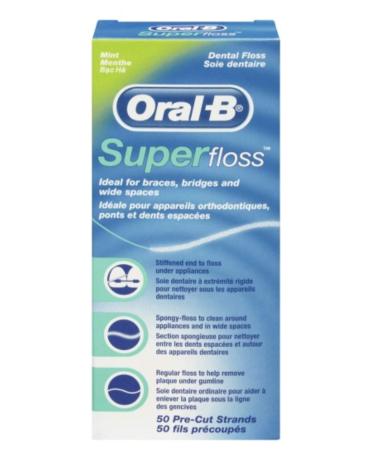 Oral-B Superfloss Dental floss 50 pieces Pack of 12 (12x 50 pieces) 50 Count (Pack of 12)