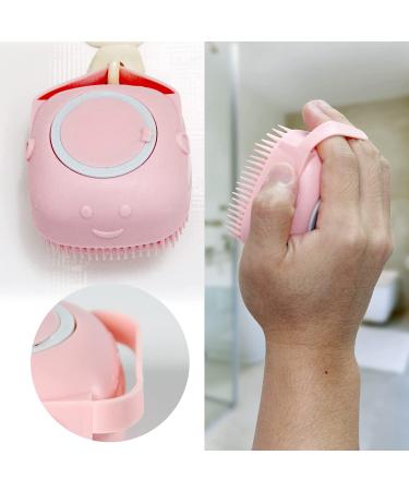 Pet Massage Brush with Shampoo Dispenser - Soft Silicone & Rubber Bristle for Dog and Cat Grooming | Pink - Buy Online on GoSupps.com
