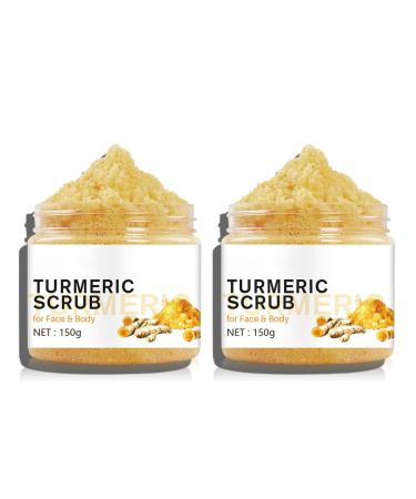 Turmeric Body Scrub - Turmeric Exfoliating Body Scrub Face Scrub - Boost Remove Dark Spot Age Spots Acne Hyperpigmentation - Turmeric Scrub for Firm Hydrated Skin - Great Gifts For Women Turmeric 300g