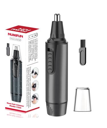 Nose Hair Trimmer for Men and Women 2022 Professional Painless Ear and Nose Trimmer Ear Eyebrow & Facial Hair Trimmer Nose Hair Clippers Battery-Operated Trimmer for Wet/Dry Use, Dual Edge Blades Gray