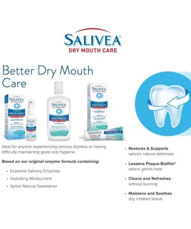 SALIVEA Dry Mouth Toothpaste - Soothing Mint with Natural Enzymes | Paraben-Free Gentle Care for Dry Mouth | 4.3 oz Tube - Buy Online on GoSupps.com