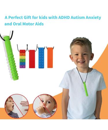 Sensory Chew Necklace for Kids - Silicone Teething Pendant for Autism & ADHD - Dual Texture Oral Motor Aid for Boys & Girls - Buy Online on GoSupps.com