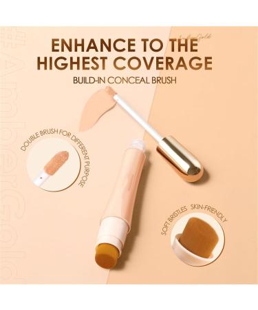 2 in 1 Anti-Wrinkle Foundation Foundation Stick with Built-in Brush High Coverage Matte Liquid Concealer Moisturizing Foundation Waterproof and Long Lasting - Buy Online on GoSupps.com