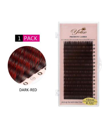 Two Tone Colorful Gradient Mink Lashes 0.12C 12mm Black Red C Curl - Buy Online on GoSupps.com