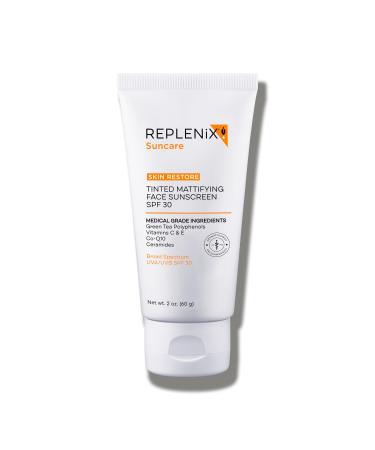 Replenix Tinted Mattifying Sunscreen  SPF 30  2 Ounce