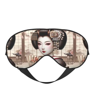 Double-Sided Eye Mask Eye Sleep Shade Cover Japanese-Geisha-Girl Unisex Night Sleeping Mask