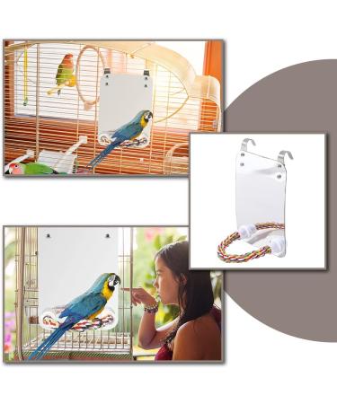 Parrot Perch Bird Mirror Cage Swing Parrot Toys with Rope for Parakeet Cockatoo Cockatiel Conure Lovebirds Finch Canaries - Buy Online on GoSupps.com