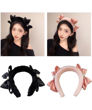 JSGHGDF Sweet Ballet Bowknot Plush Headband for Women Girls Furry Princess Hair Hoop Elegant Hair Styling Tool Pink - Buy Online on GoSupps.com