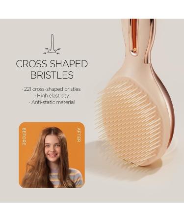 Mellotory Tangle Rabbit Brush - Rose Gold Hard Bristles | Detangler Hair Brush for Men, Women & Kids | Scalp Massager | Wet & Dry Hair - Buy Online on GoSupps.com